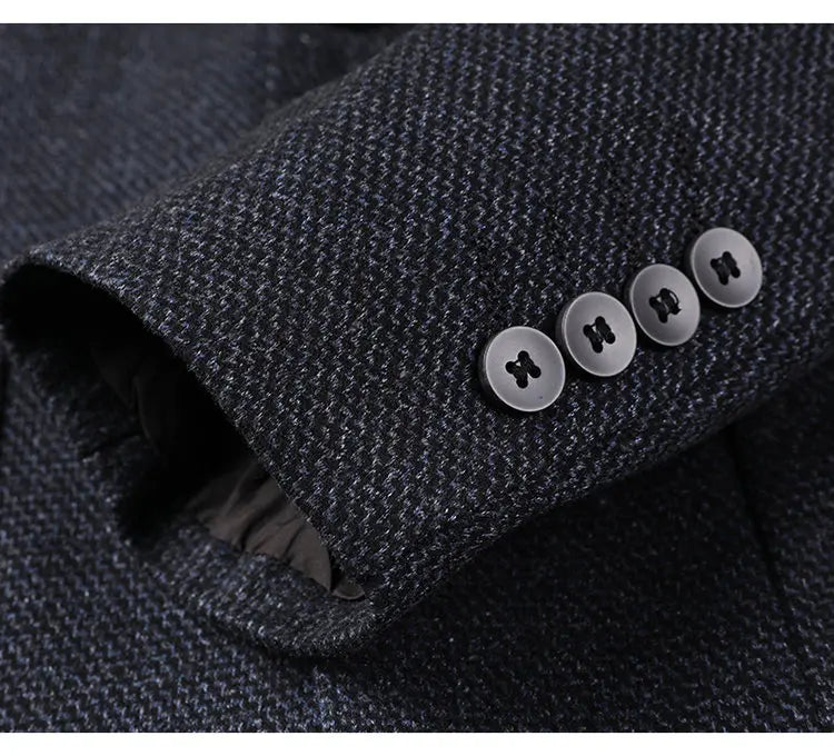 Men's Smart Casual Blazer Single Breasted Blue Autumn Winter