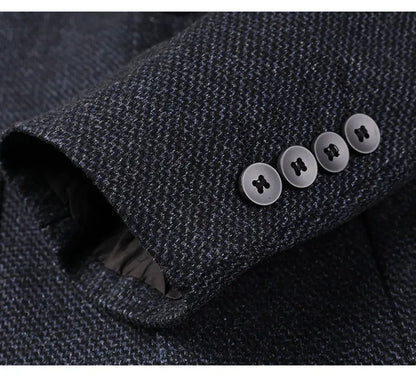 Men's Smart Casual Blazer Single Breasted Blue Autumn Winter