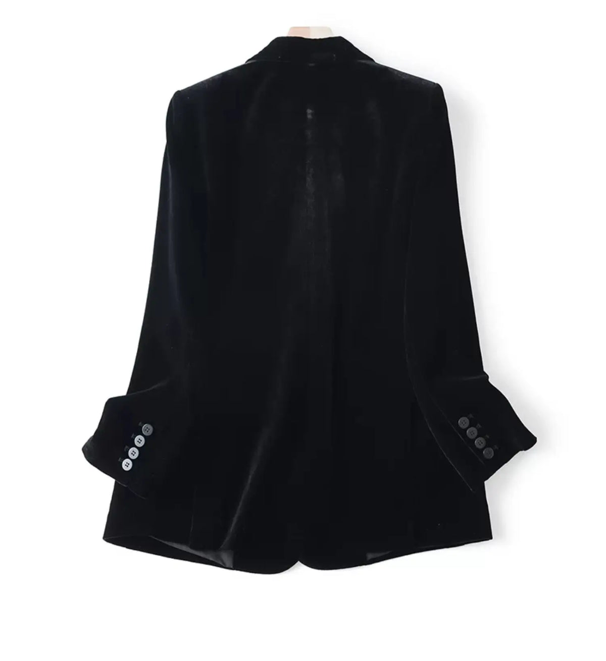 Silk Velvet Long Sleeve Suit Jacket Women's Business Wear Slim Fit Mid-Length Luxury Glossy Black Swan Velvet Outerwear