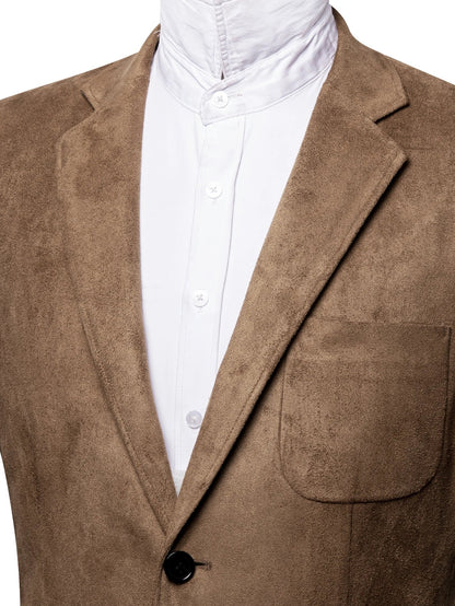 Men Faux Suede Single Blazer, 2 Button Notch Lapel Casual Sport Coat, Business Wedding Daily Formal Suit Jacket Outerwear