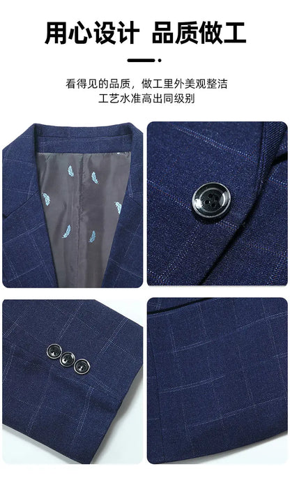Blazer Men's Business Gentleman Wedding Fashionable Solid Color Best Man, Slimming and Casual Middle-aged and Elderly Blazer