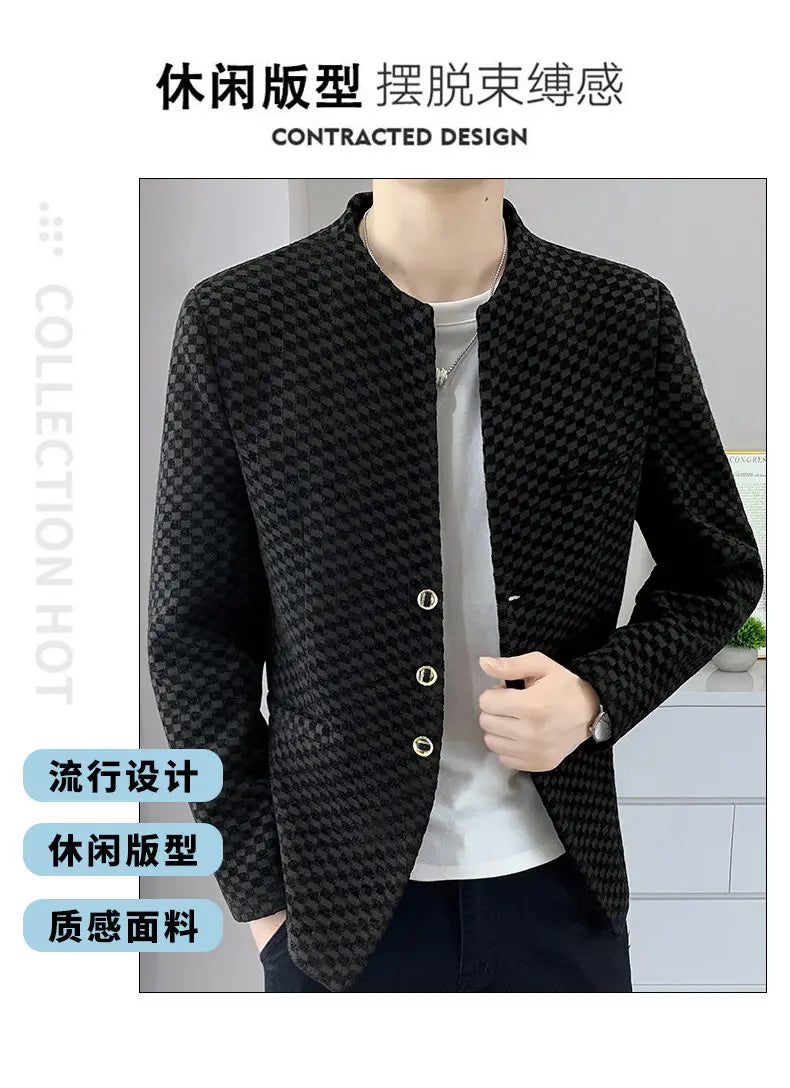 Blazer Fashionable Outdoor Travel Trend Gentleman Youthful Wedding Versatile Host Casual Korean Style Checkered Men's Blazer