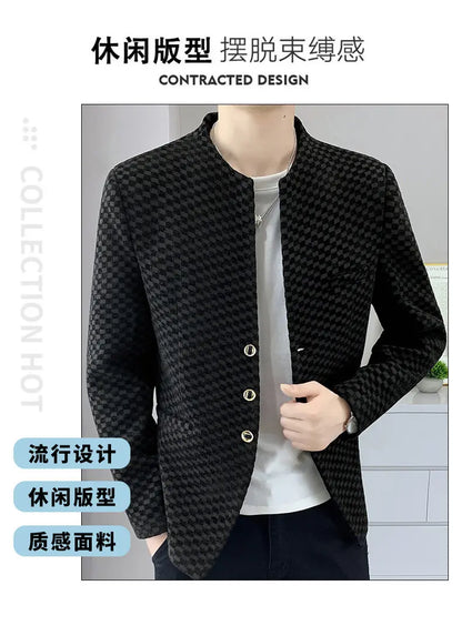 Blazer Fashionable Outdoor Travel Trend Gentleman Youthful Wedding Versatile Host Casual Korean Style Checkered Men's Blazer