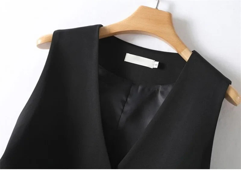 Women's Blazer Vest Spring Autumn Coats Irregular Tank Top V-neck Sleeveless Suit Vest Jacket Female Waistcoat Outerwear
