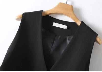 Women's Blazer Vest Spring Autumn Coats Irregular Tank Top V-neck Sleeveless Suit Vest Jacket Female Waistcoat Outerwear