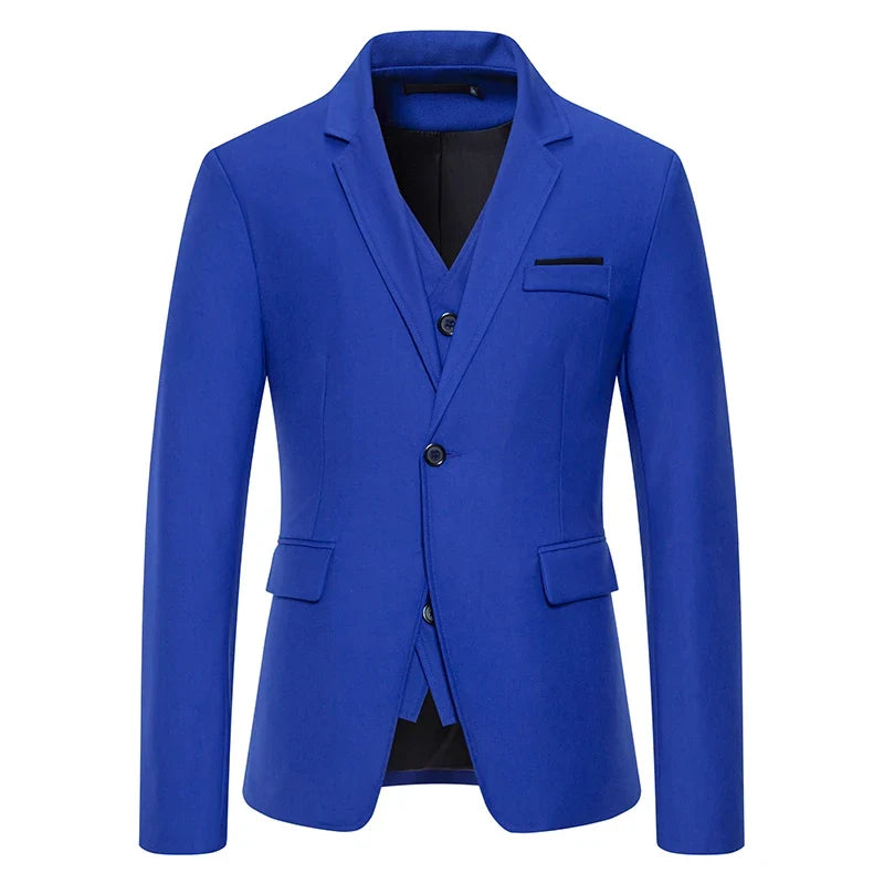 Blazer Men's Fashion Gentleman Solid Color Comfortable Business Color Match with Fake Two Wedding Casual Banquet Slim Suit