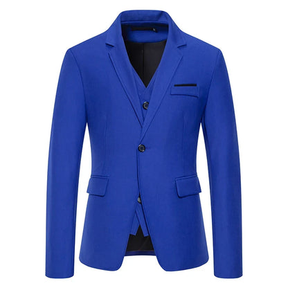 Blazer Men's Fashion Gentleman Solid Color Comfortable Business Color Match with Fake Two Wedding Casual Banquet Slim Suit