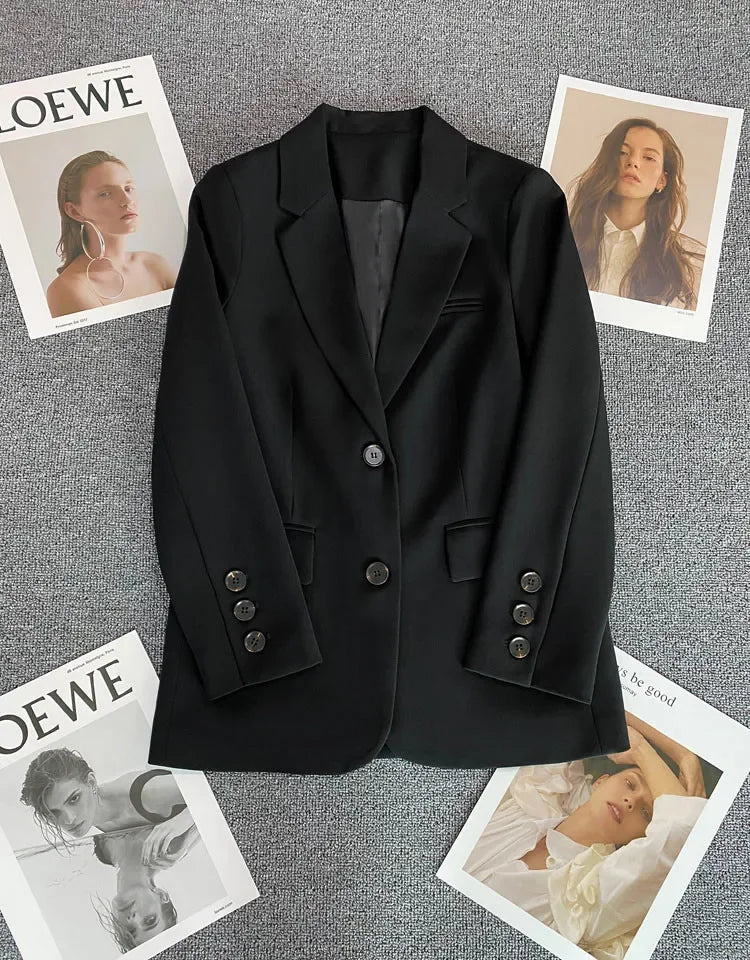 Elegant Office Lady Blazers for Women 2025 Fashion Long Sleeve Single Button Blazer Coats Female Top Suit Jackets Outerwears