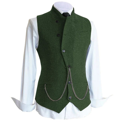 Men's Herringbone Suit Vest – Single Breasted Formal Waistcoat for Wedding & Events