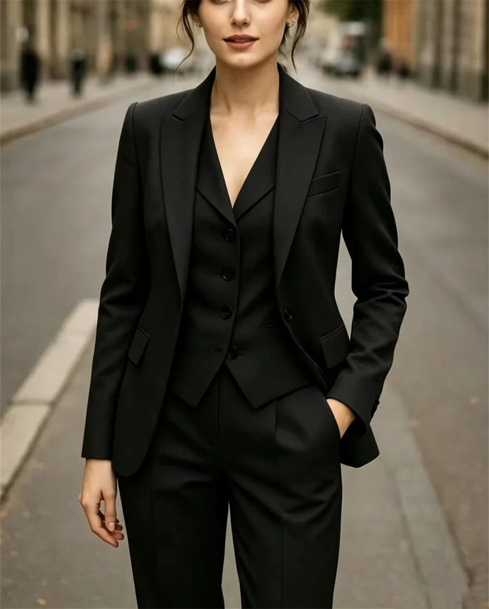 New Women's Suits 3 Pcs Elegant Formal Slim Fit Work Wear Business Party Suits Wedding Guest Outfit Jacket+Vest+Pant