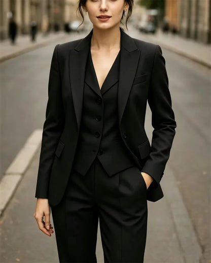 New Women's Suits 3 Pcs Elegant Formal Slim Fit Work Wear Business Party Suits Wedding Guest Outfit Jacket+Vest+Pant