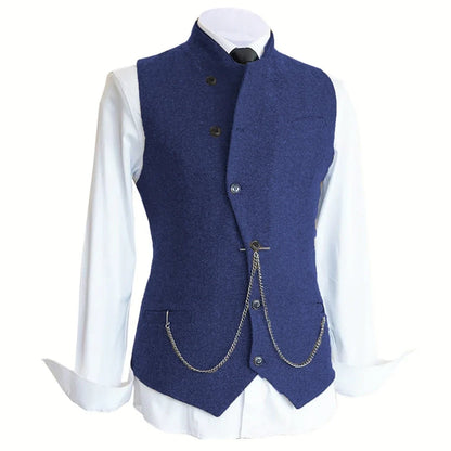 Men's Herringbone Suit Vest – Single Breasted Formal Waistcoat for Wedding & Events