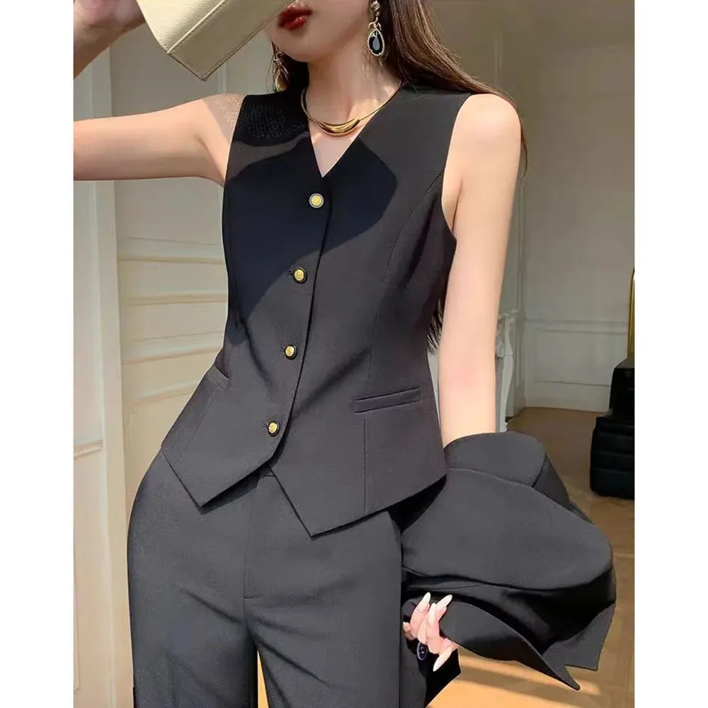 Women's Suits Vest 2026 New Spring Summer Temperament Slim Retro Thin Waistcoat Black Short Sleeveless Blazers Coat And Tops