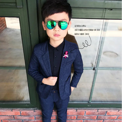 Kids Wedding Ceremony Slim Suit Children Formal Blazers Pants 2Pcs Photography Clothes Good Quality Baby Boys Handsome Suit