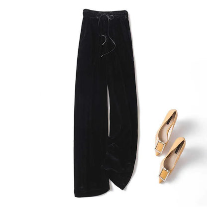 Silk Velvet Long Sleeve Suit Jacket Women's Business Wear Slim Fit Mid-Length Luxury Glossy Black Swan Velvet Outerwear