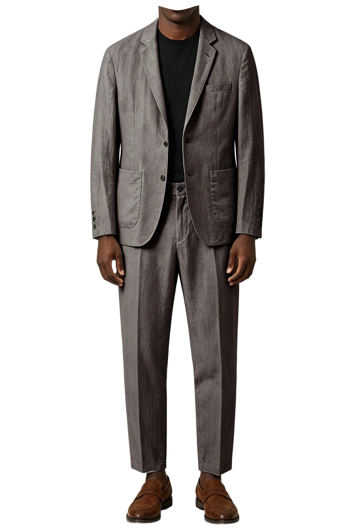Men's Linen Blend 2-Piece Suit Notched Lapel Slim Fit – Casual Summer Beach Wedding Set