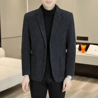 Blazer Autumn and Winter Men's Fashion Outdoor Travel Youth Wedding Slimming Casual Formal Wear with Cotton Warmth Blazer  2025