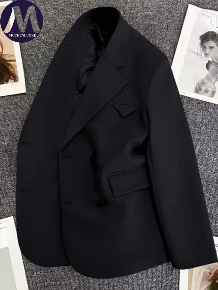 Women's Korean Fashion Long Sleeve Blazer Spring Autumn Casual Loose Office Coat Versatile Street Trend Blazer for Women