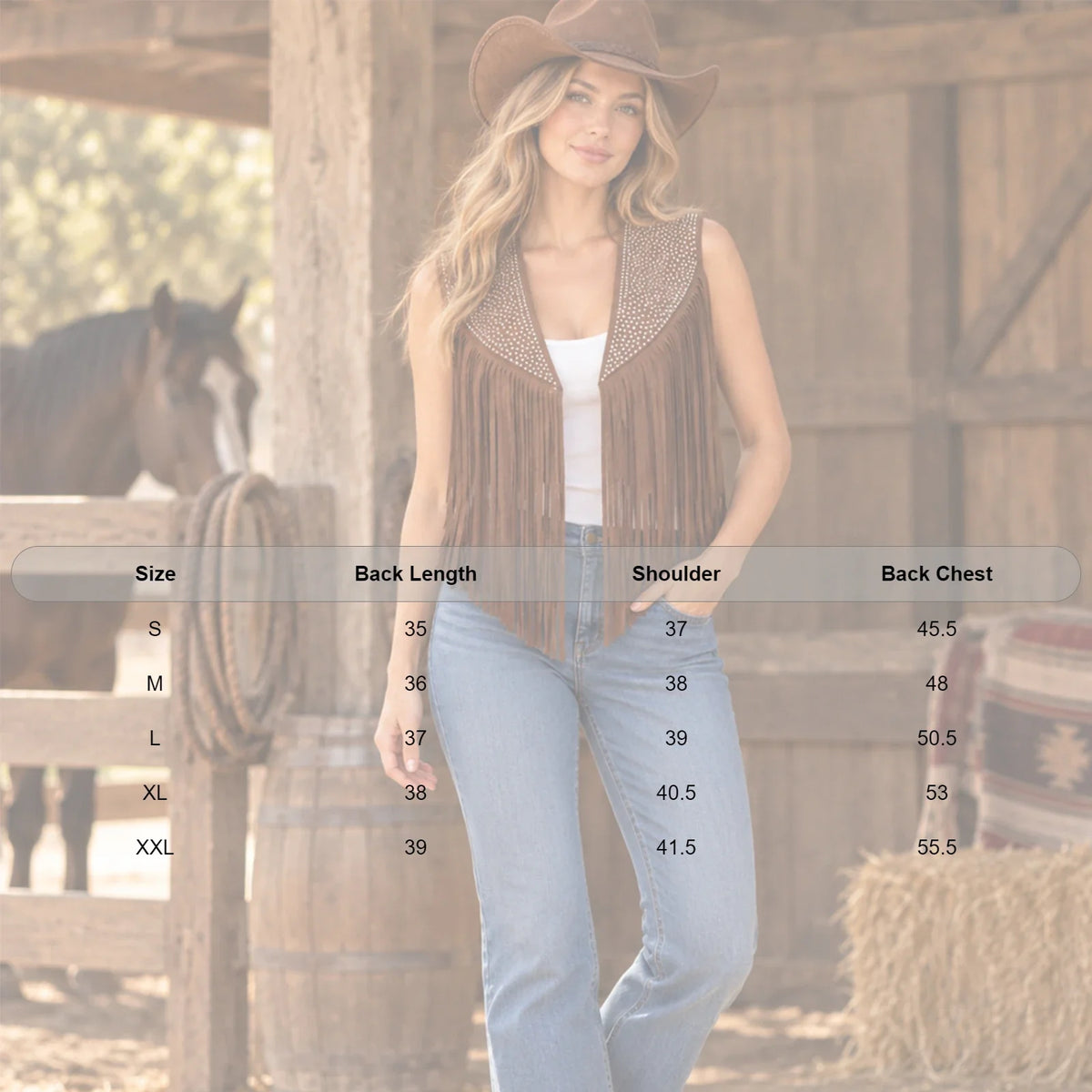 Women's Faux Suede Tassels Vest Waistcoat Western Cowgirl Hippie Costume Sleeveless Fringed Waistcoat for Halloween Party Outfit