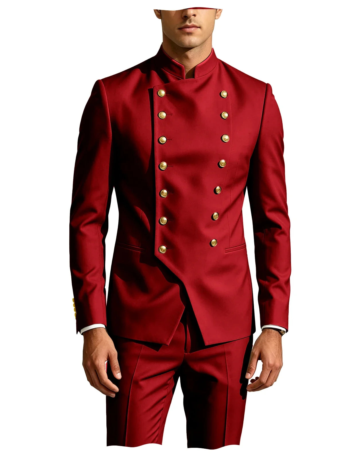 Men's Suit 2-Piece Double Breasted Slim Fit Blazer Pants Set for Wedding