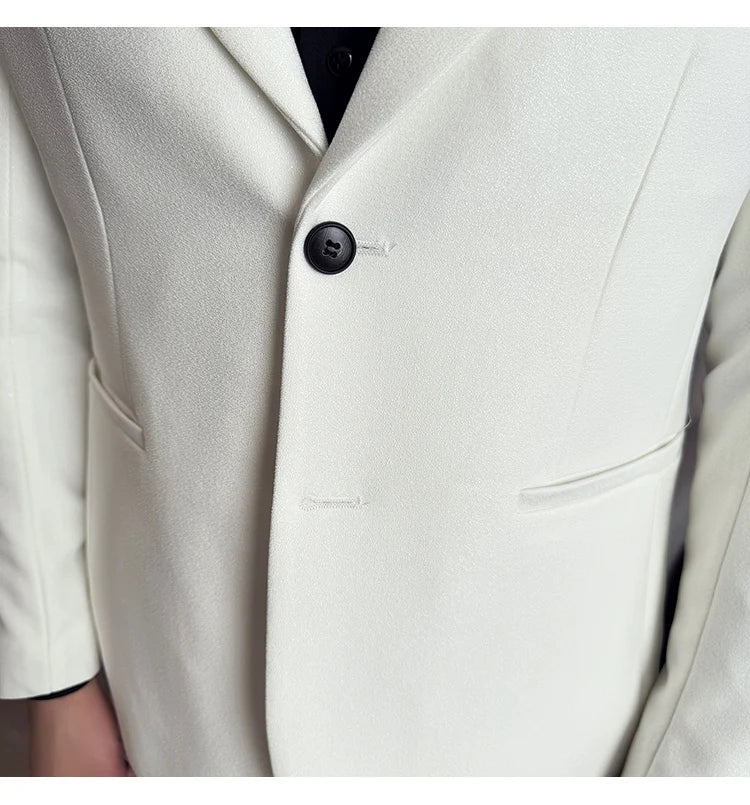 High-end Shiny Business Casual Suit Jacket Men British Style Slim Fit Office Work Men Blazers Wedding Groom Dress Coats 2025