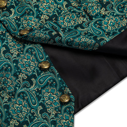 Men's Paisley Waistcoat with Matching Tie, Pocket Square and Cufflinks Set for Weddings and Business Events