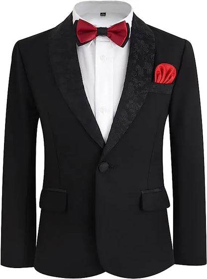Boys White Jacket Pants Botwtie 3PS Photograph Suit Kids Birthday Evening Party Dress Children Wedding Prom Tuxedo Dance Costume