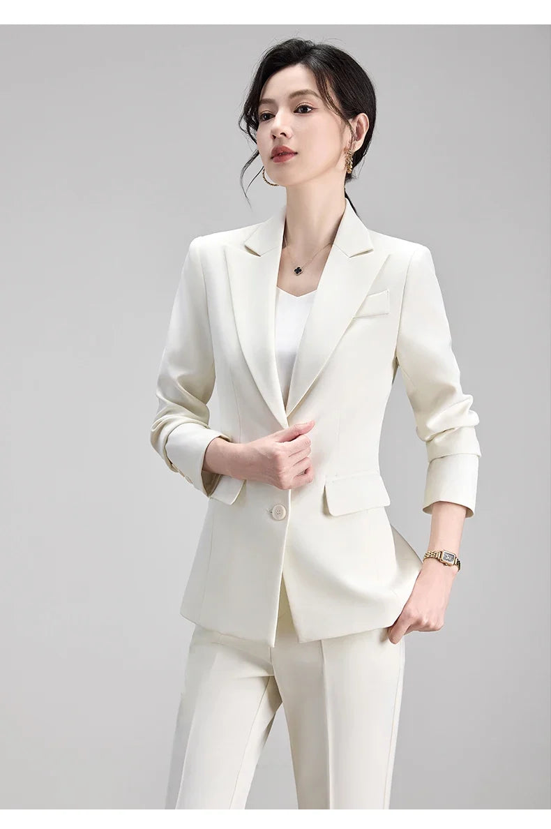 Ladies Office Formal Trousers Suit for Women Autumn Elegant Long Sleeve Blazer and Pants Twe Pieces Matching Sets Outfits