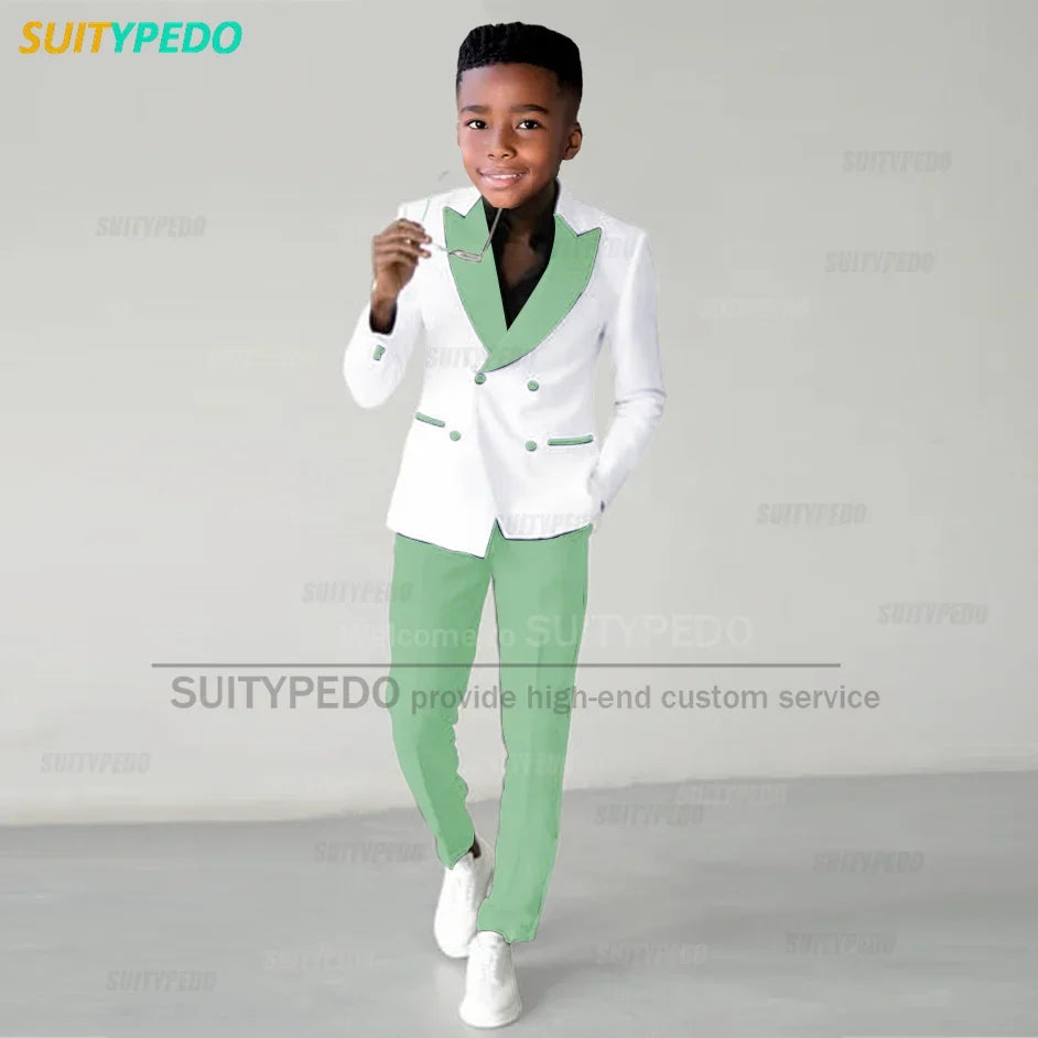 Fashion Children Suit Sets Luxury Wedding Party Flower Boys Slim Fit Costumes Graduation Ceremony Formal Blazer Pants Two Pieces