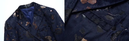 Men's Double Breasted Blazer Handsome Trend Casual Wedding Business Fashion High Quality Flowers Costume Homme De Luxe
