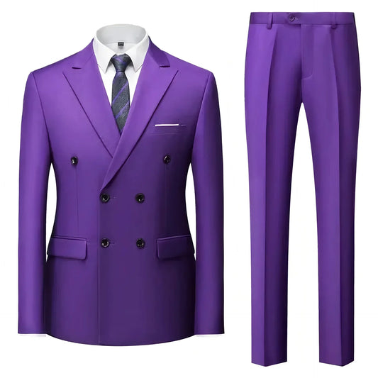 Formal Men's Tuxedo Peaked Lapel 2-Piece Set Elegant Blazer And Pants Classic Wedding Business Suit