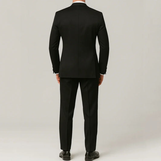 Men Suit 3 Piece With Lapel Single Button Slim For Wedding Banquet Birthday Party Business Casual Black Jacket Pants White Vest