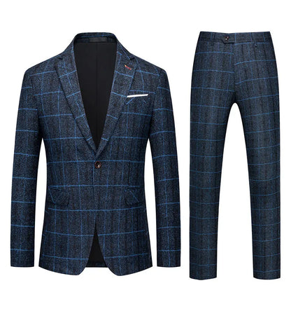 Men's 2025 Three-piece Suit Set One Button Fashion Wedding Business Casual Work Formal Vest Trousers M-5XL