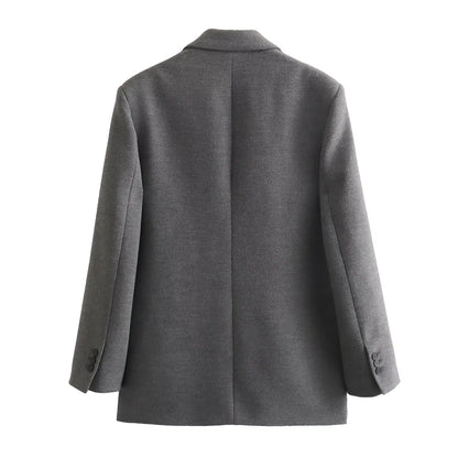 Women's Fashion Versatile Lapel Single Breasted Blazer With Shoulder Pads Female High Street Casual Long Sleeve Jacket Mujer