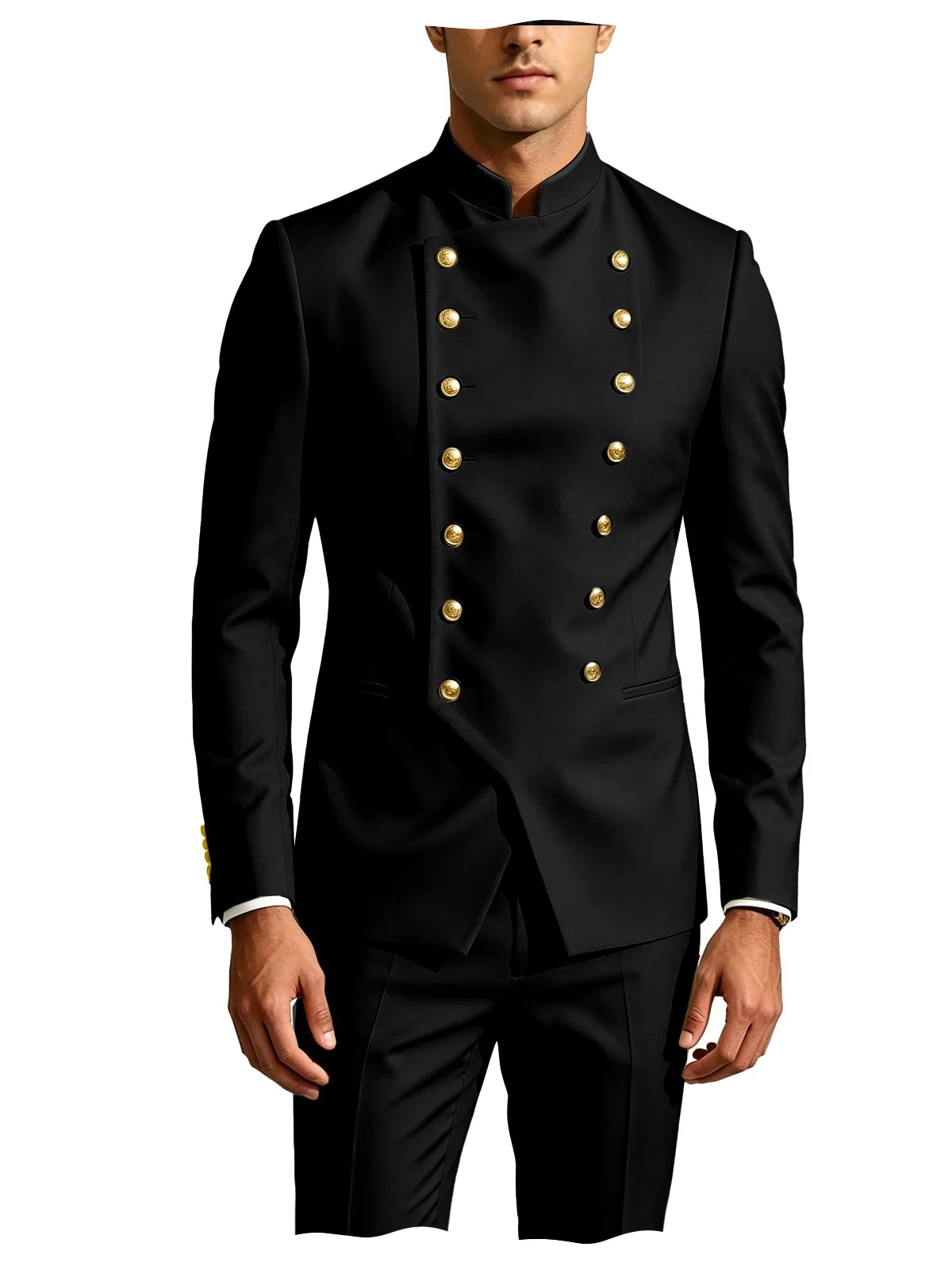 Men's Suit 2-Piece Double Breasted Slim Fit Blazer Pants Set for Wedding