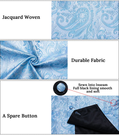 Men's Paisley Suit Vest with Bow Tie Set for Weddings and Formal Events