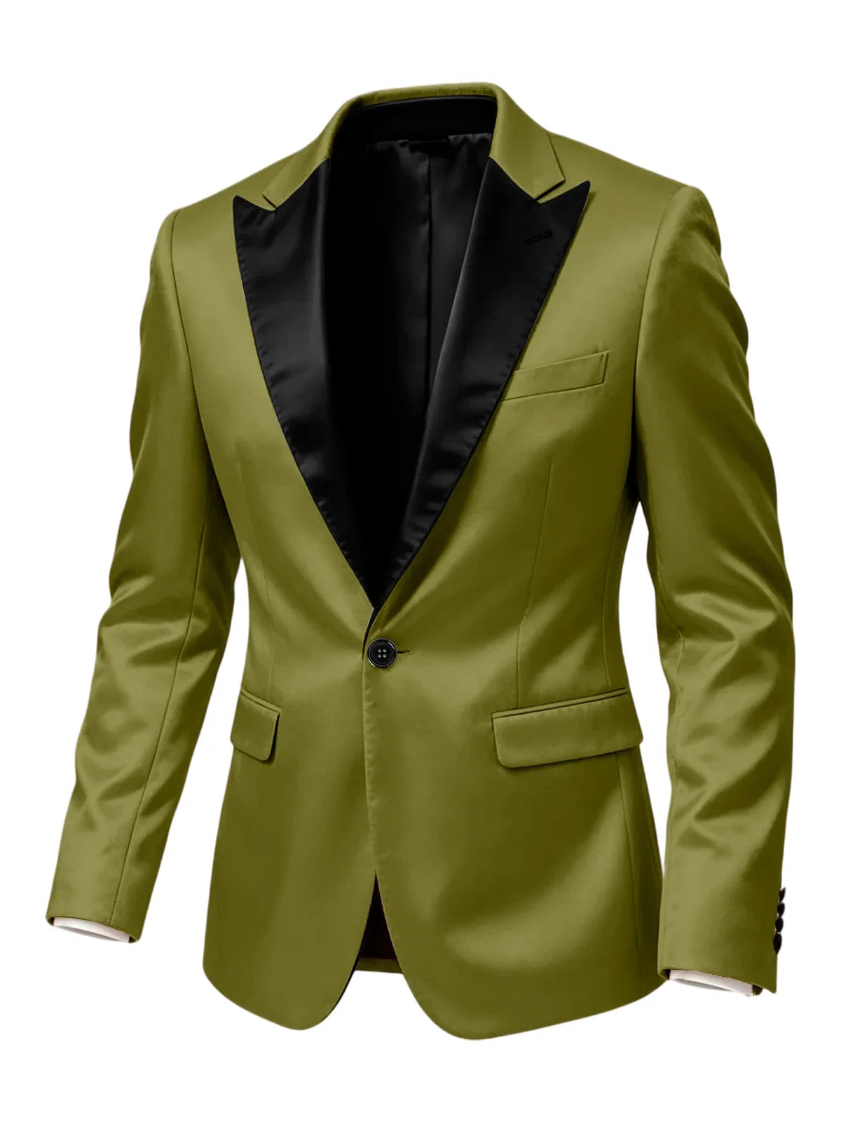 Men'sn Satin Tuxedo Blazer Black Peak Lapel One Button Slim Fit Suit Jacket Formal Business Casual Suit For Wedding Party Prom