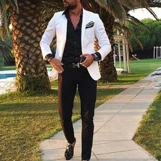 Summer Casual Business Men Suits Pants White Male Outfit Latest Design Wedding Tuxedo Costume Homme Groomsmen Blazer 2 Pieces