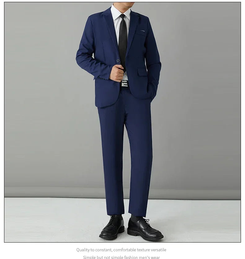 Men's Slim Fit Suit Set – Smart Casual Blazer and Pants for Business, Wedding & Formal Occasions