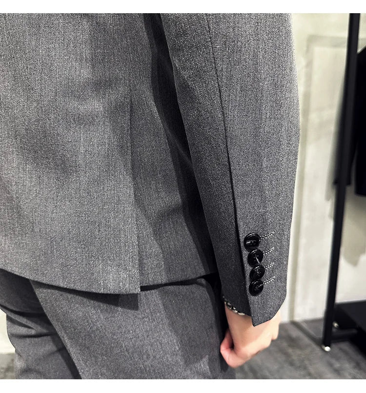 Men's Double-Breasted 2-Piece Suit – Slim Fit, Formal Business & Wedding