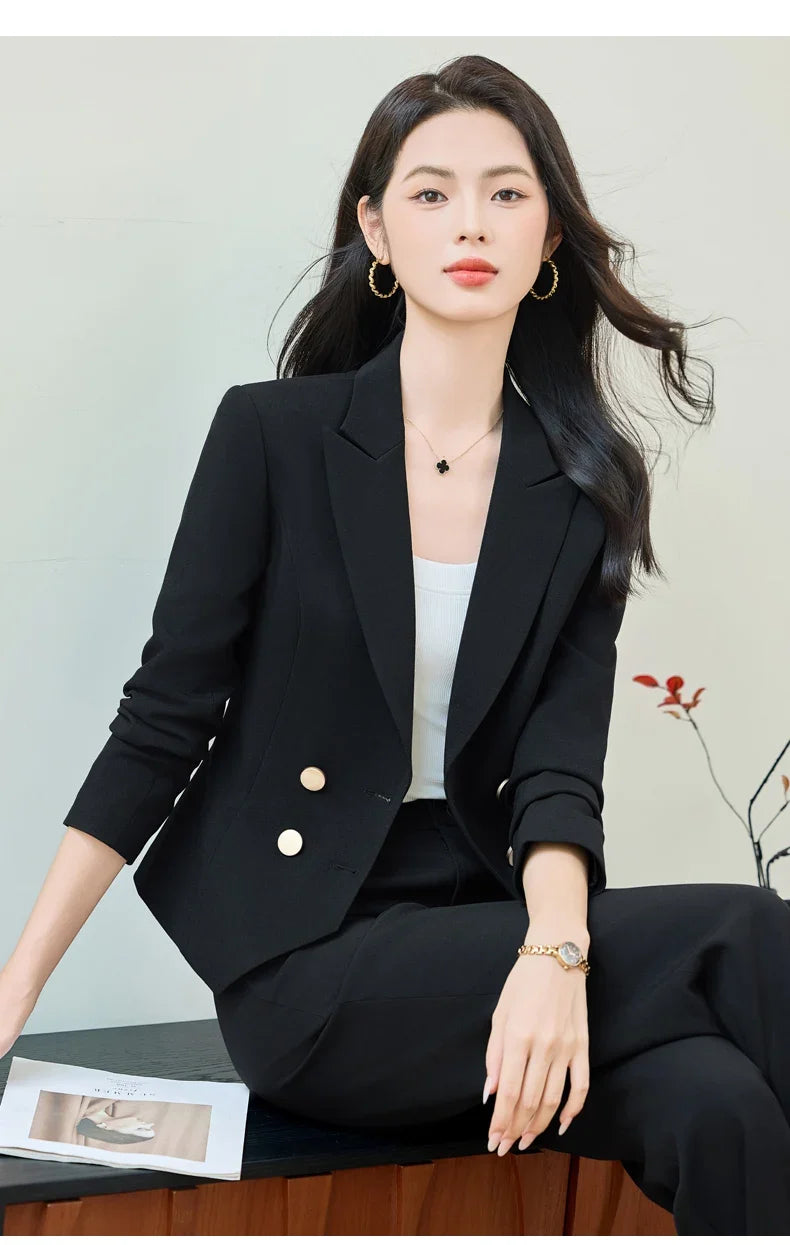 Fashionable professional women's clothing, high-quality two-piece pants + blazer, elegant temperament, beautiful charming