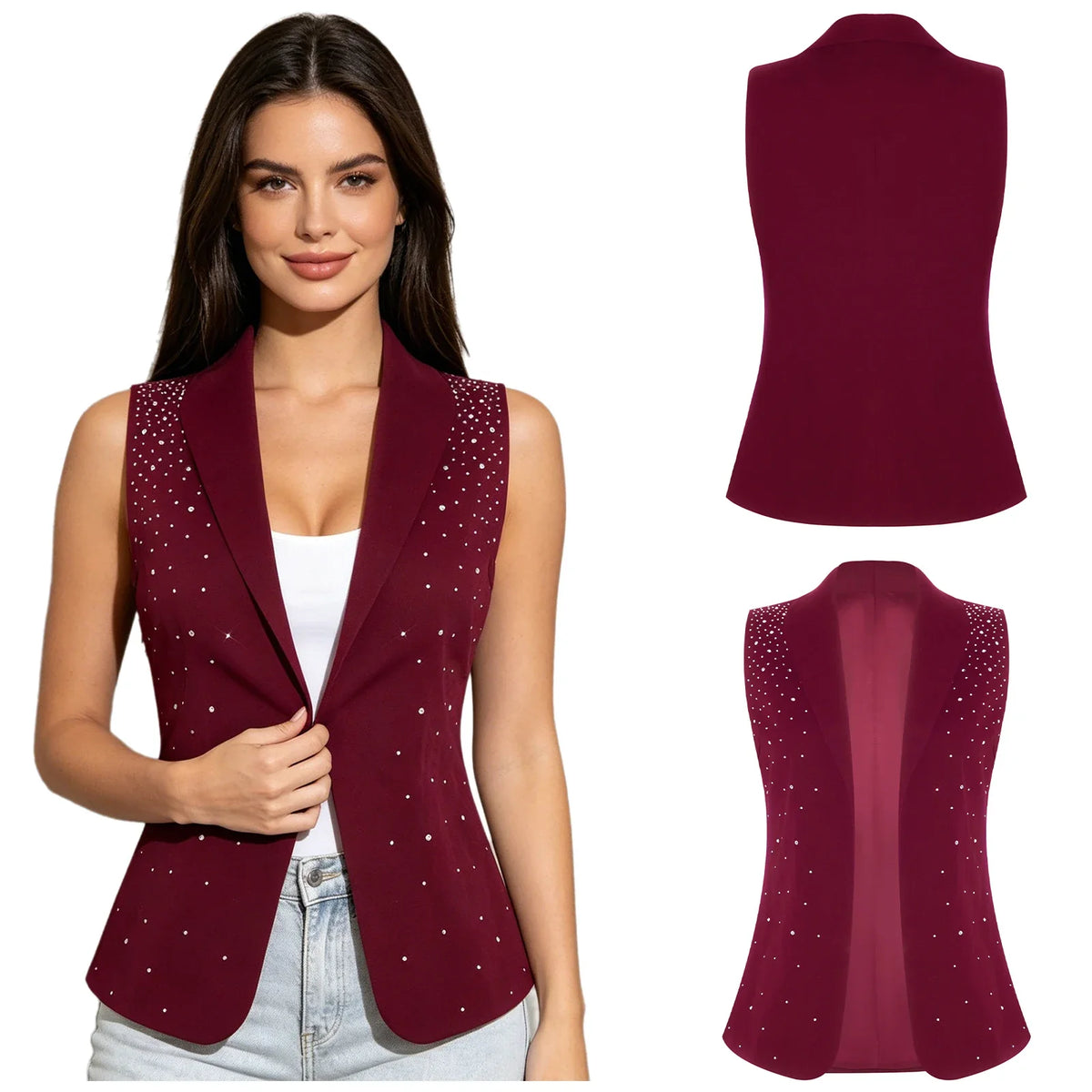 Elegant Women's Sleeveless Suits Waistcoat Halter Vests for Business Commuting Formal Clothes Mujer OL Office Ladies Crop Top