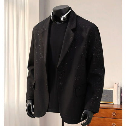 Luxury Man Clothing Glitter Jasje Mannen Suits Sequin Jacket Loose Black Gypsophila Designer Blazers Para Hombres Man Streetwear