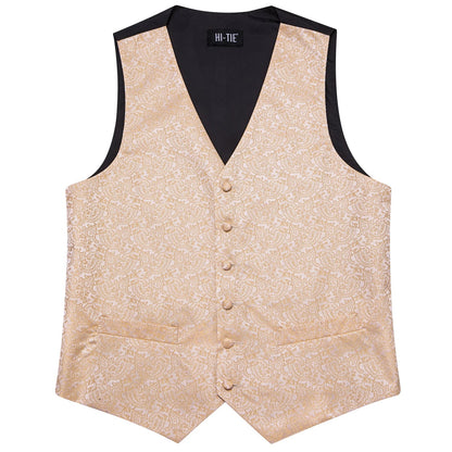 Men's Paisley Vest Set – Mint Green Formal Waistcoat with Tie, Pocket Square & Cufflinks for Weddings