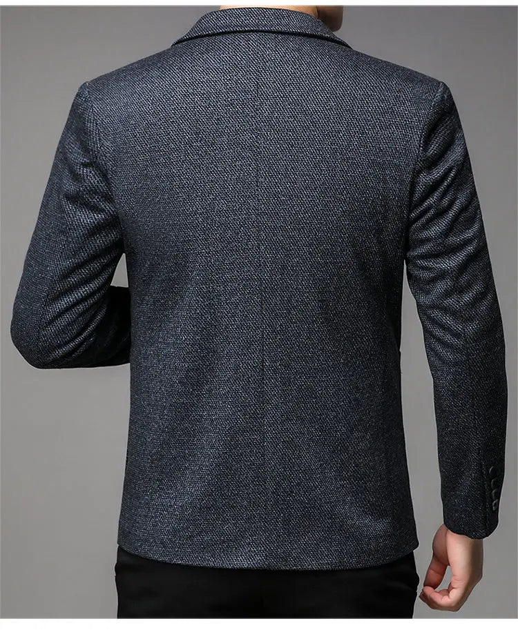 Men's Smart Casual Blazer Single Breasted Blue Autumn Winter
