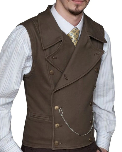 Men's Double Breasted Waistcoat – Solid Color Formal Vest for Weddings & Events
