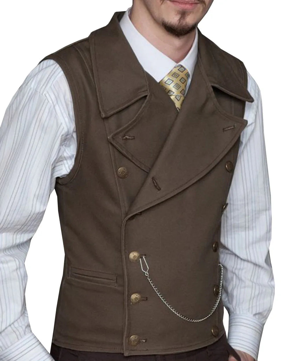 Men's Double Breasted Waistcoat – Solid Color Formal Vest for Weddings & Events