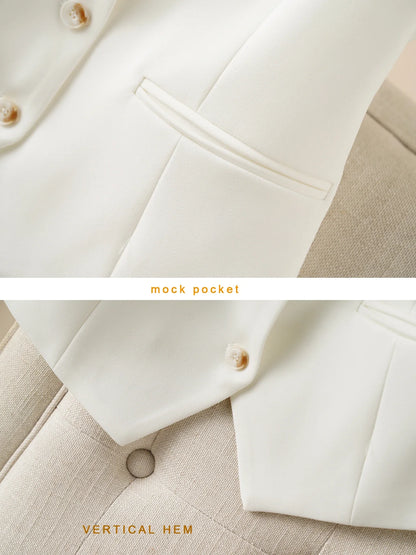 Fashionable White Short Suit Collar Vest for Women, Spring & Fall Style, Workplace Elegant, Slim and Versatile Sleeveless Vest t