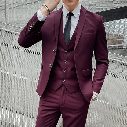 Men's Slim Fit Business Suit – Smart Casual Single Breasted Formal Suit for Work, Wedding & Special Occasions