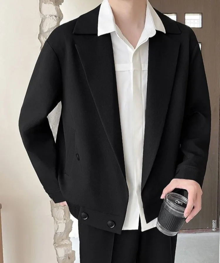 TikTok Trend Men's Autumn Designer Cropped Blazer High-End Casual Jacket Fashion Short Suit Outerwear